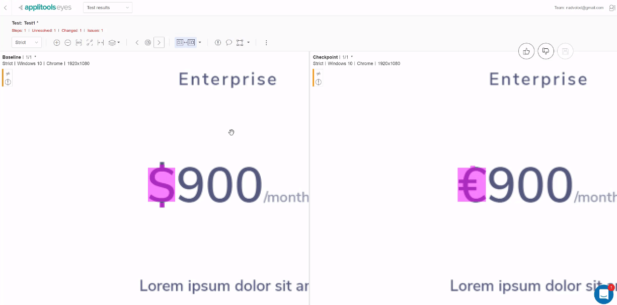 differences in applitools