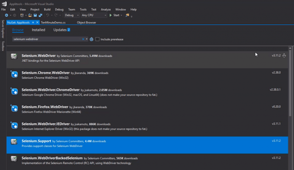 install Selenium webdriver in Applitools