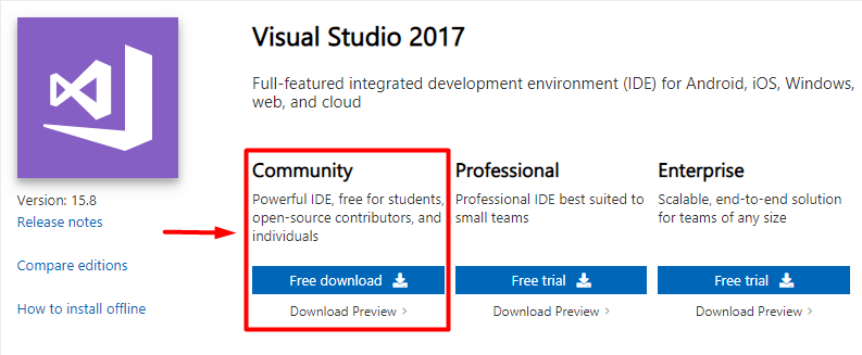 download visual studio community edition vs professional