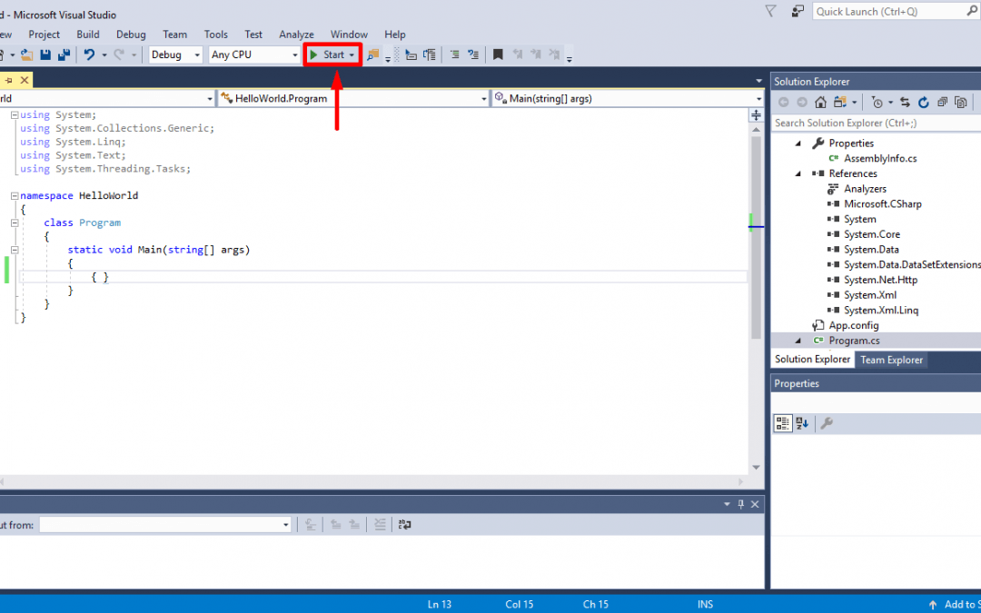 Visual studio button нажатие