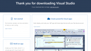thank you page visual studio download