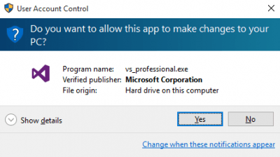 making changes to hard drive while installing visual studio