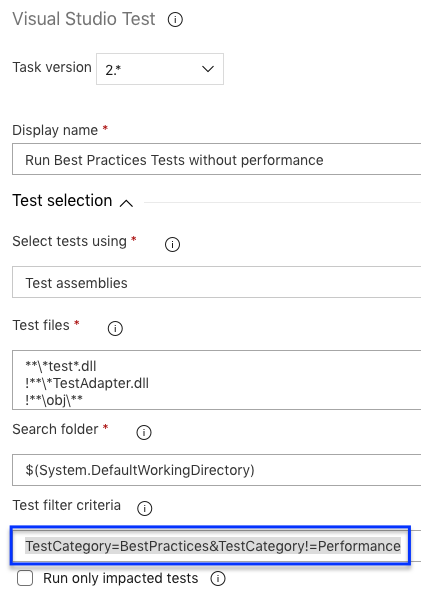 test filtering in azure devops